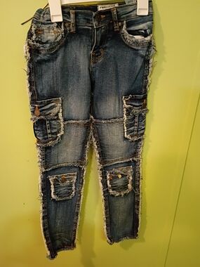 Boys Size 7 FWRD Denim  Distressed Blue Cargo Jeans